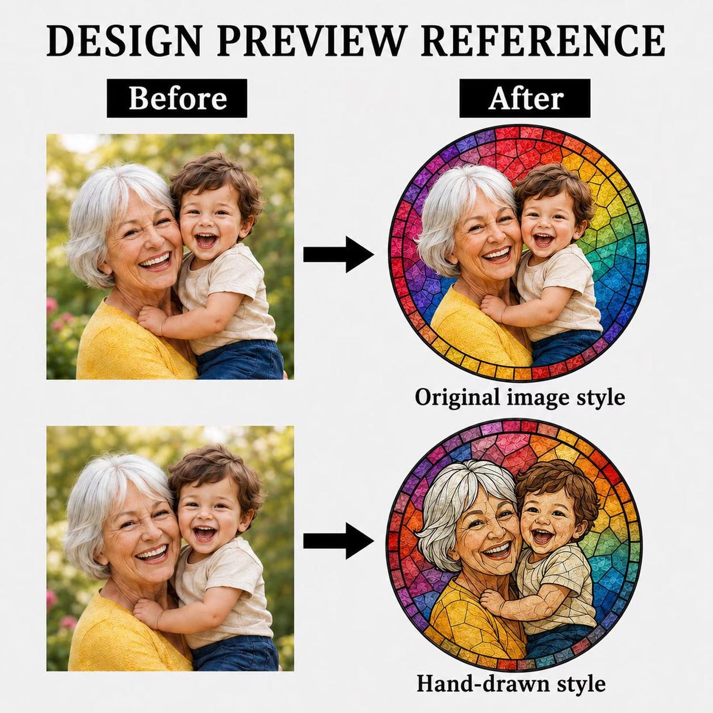 Personalized Family Portrait Stained Glass Suncatcher, Custom Memorial Gift from Photo, Healing Window Art for Cherished Memories - product image 3