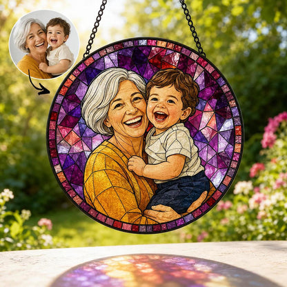 Personalized Family Portrait Stained Glass Suncatcher, Custom Memorial Gift from Photo, Healing Window Art for Cherished Memories - product image 10