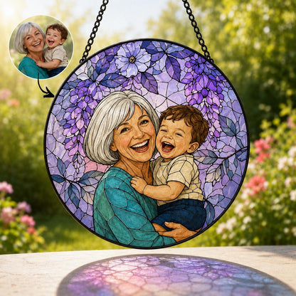 Personalized Family Portrait Stained Glass Suncatcher, Custom Memorial Gift from Photo, Healing Window Art for Cherished Memories - product image 6