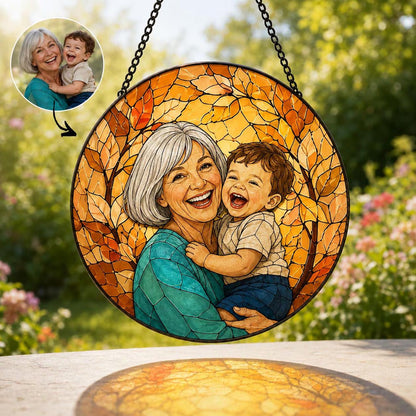 Personalized Family Portrait Stained Glass Suncatcher, Custom Memorial Gift from Photo, Healing Window Art for Cherished Memories - product image 3
