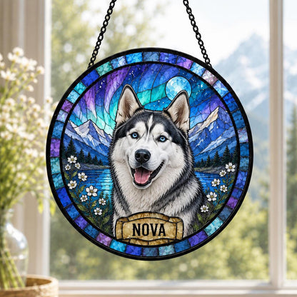 Personalized Dog Portrait Stained Glass Suncatcher, Custom Pet Memorial Stained Glass Photo Suncatcher, Dog Loss Keepsake, Pet Loss Gift - product image 6