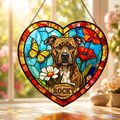 Personalized Dog Portrait Stained Glass Suncatcher, Custom Pet Memorial Stained Glass Photo Suncatcher, Dog Loss Keepsake, Pet Loss Gift - product image 3
