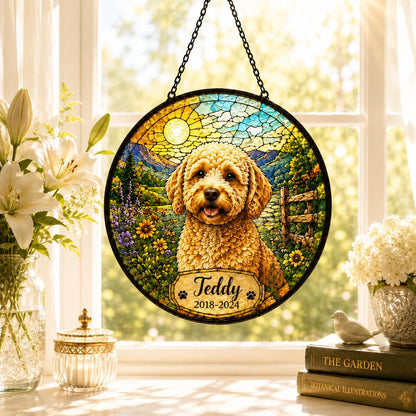 Personalized Pet Memorial Suncatcher, Custom Dog Cat Portrait Stained Glass Window Hanging, Add Name Date, Pet Loss Gift - product image 3