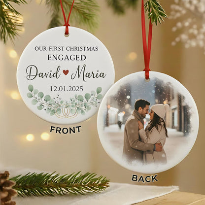 First Christmas Married Ornament 2026, Our First Christmas As Mr & Mrs Ornament, 1st Christmas Married Photo Ornament for Newlywed - main product image