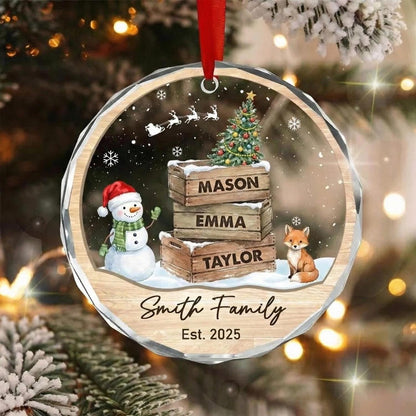 Personalized Family Glass Ornament, Custom Christmas Ornament with Kids Names, Family Name Established Year Keepsake Gift - product image 4