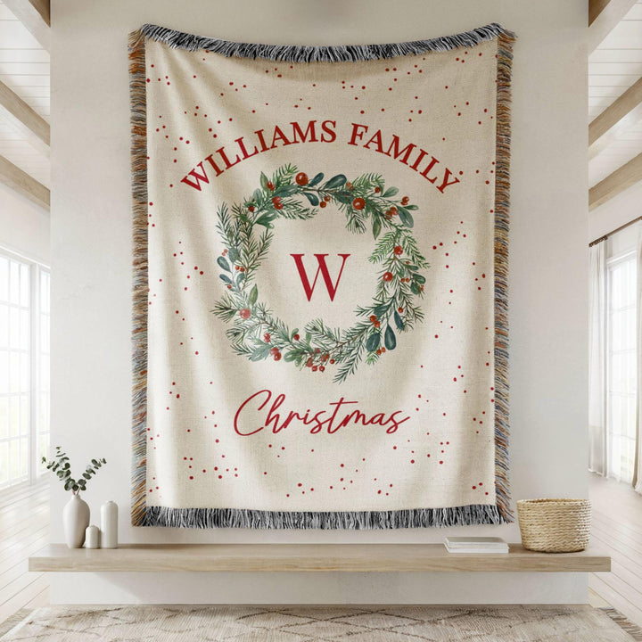 Personalized Holiday Gift Christmas Blanket Family Name Throw Blanket Holiday Decor Throw Blanket Christmas Gift For Parents Families - main product image
