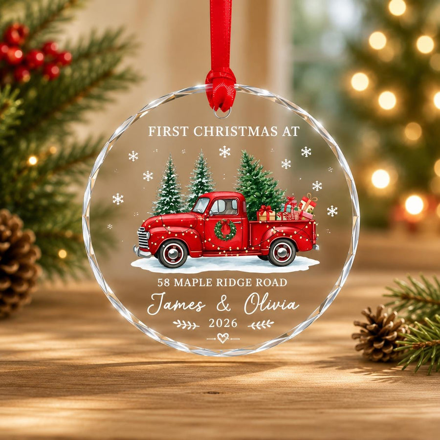 Personalized First Christmas New Home Ornament, Custom House Ornament with Address, New Home Christmas Gift, First Home Keepsake 2026 - main product image