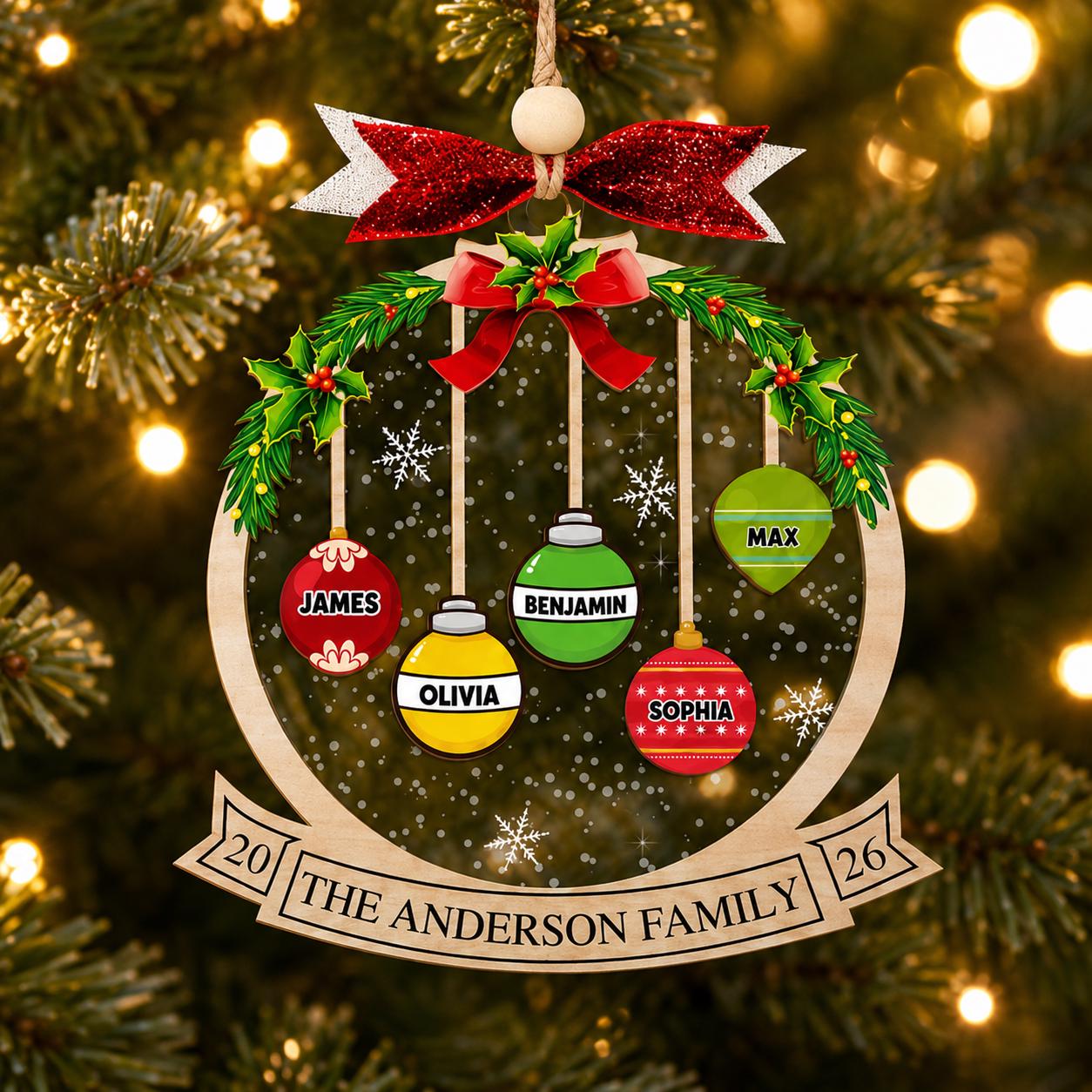 Personalized Family Christmas Ornament 2026 |Custom Bauble Name Ornament | 1 & 2 Layer Wood Acrylic Xmas Decoration, Holiday Gift for Family - product image 7