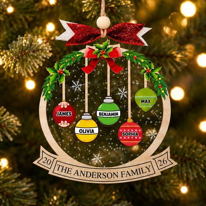 Personalized Family Christmas Ornament 2026 |Custom Bauble Name Ornament | 1 & 2 Layer Wood Acrylic Xmas Decoration, Holiday Gift for Family - product image 7