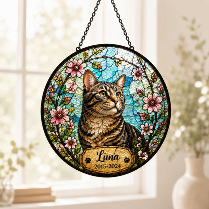 Personalized Pet Memorial Suncatcher, Custom Dog Cat Portrait Stained Glass Window Hanging, Add Name Date, Pet Loss Gift - product image 5