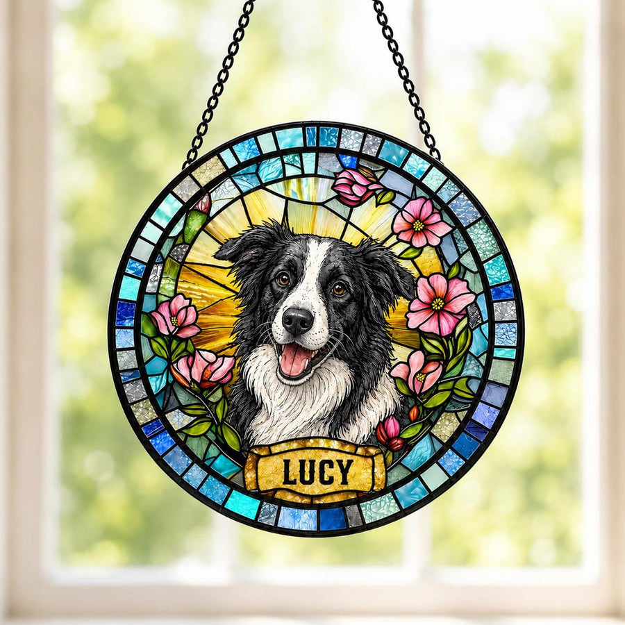 Personalized Cat Stained Glass Suncatcher, Custom Pet Portrait Memorial, Cat Loss Keepsake, Pet Loss Gift for Cat Lovers, Mothers Day Gift - main product image