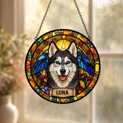 Personalized Dog Portrait Stained Glass Suncatcher, Custom Pet Memorial Stained Glass Photo Suncatcher, Dog Loss Keepsake, Pet Loss Gift - product image 5