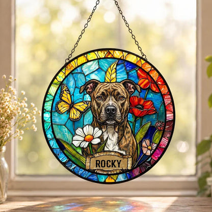 Personalized Dog Portrait Stained Glass Suncatcher, Custom Pet Memorial Stained Glass Photo Suncatcher, Dog Loss Keepsake, Pet Loss Gift - product image 6