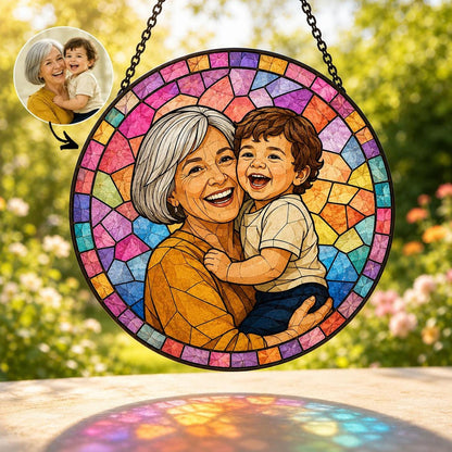 Personalized Family Portrait Stained Glass Suncatcher, Custom Memorial Gift from Photo, Healing Window Art for Cherished Memories - product image 7