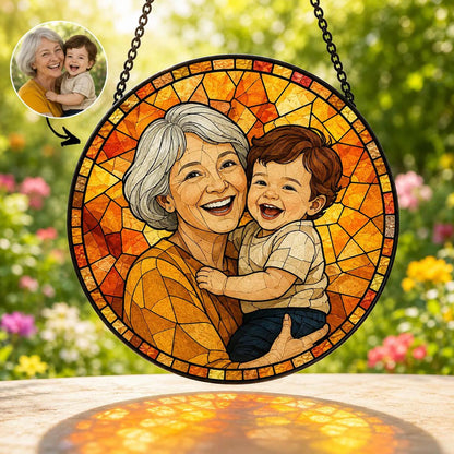 Personalized Family Portrait Stained Glass Suncatcher, Custom Memorial Gift from Photo, Healing Window Art for Cherished Memories - product image 11