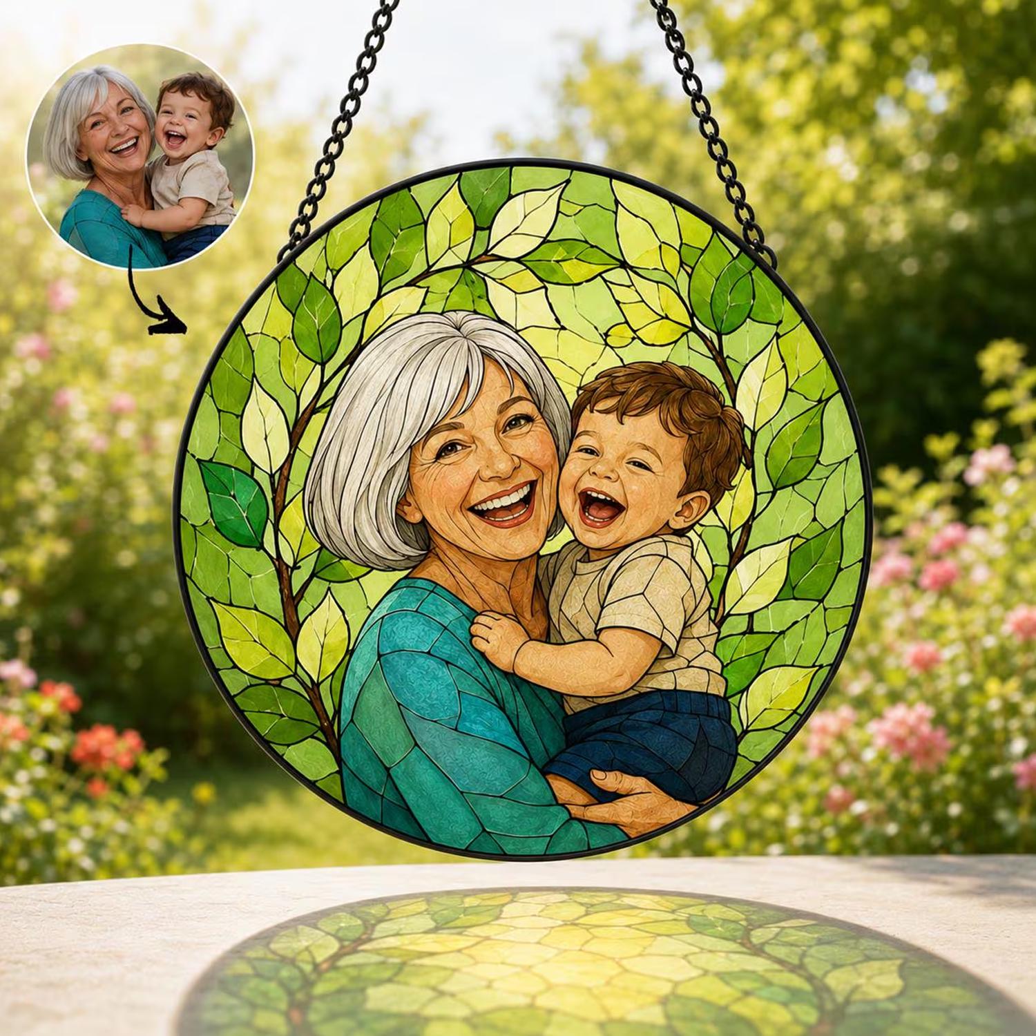 Personalized Family Portrait Stained Glass Suncatcher, Custom Memorial Gift from Photo, Healing Window Art for Cherished Memories - product image 10
