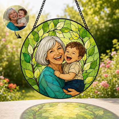 Personalized Family Portrait Stained Glass Suncatcher, Custom Memorial Gift from Photo, Healing Window Art for Cherished Memories - product image 10