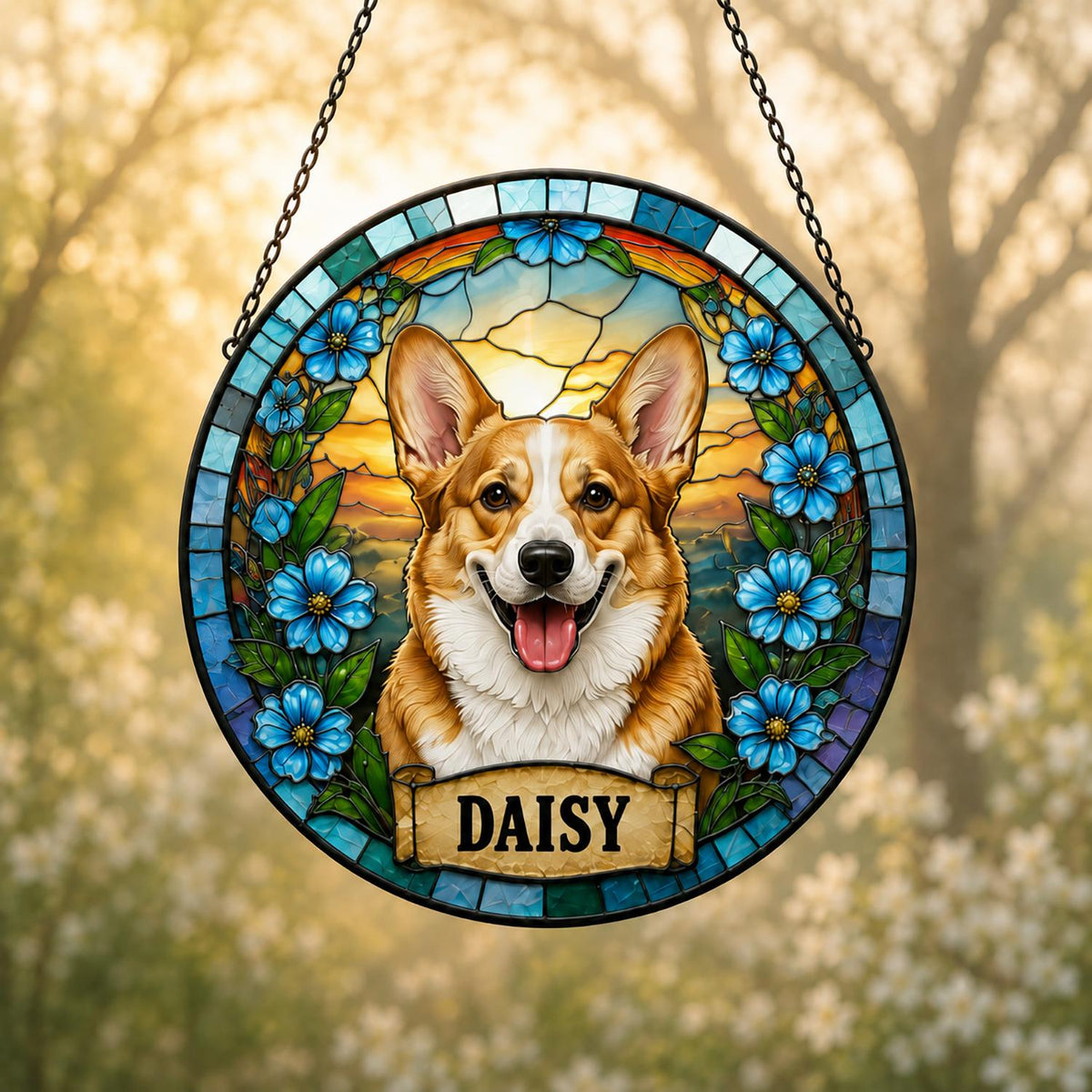 Personalized Dog Portrait Stained Glass Suncatcher, Custom Pet Memorial Stained Glass Photo Suncatcher, Dog Loss Keepsake, Pet Loss Gift - product image 6