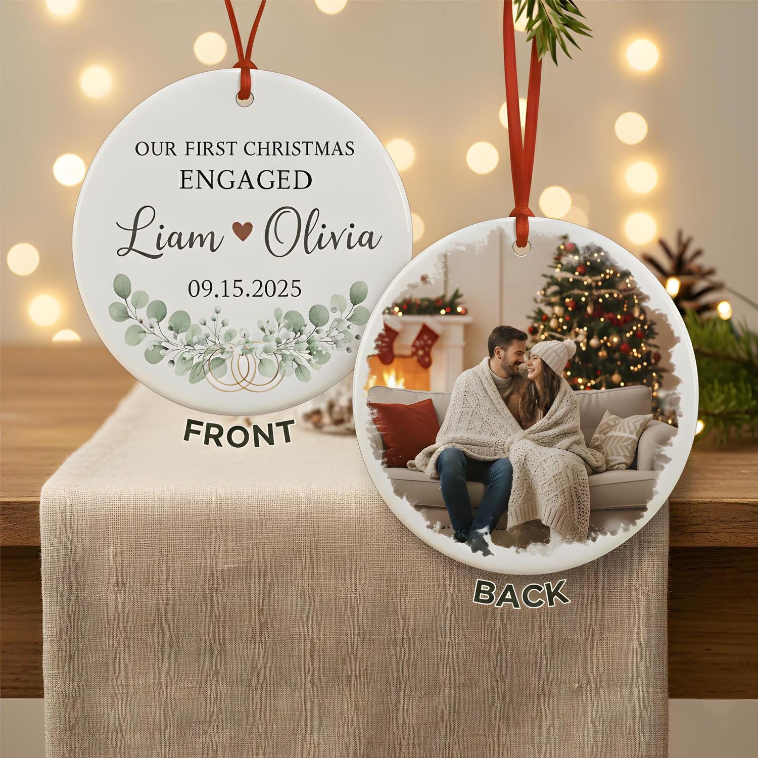 First Christmas Married Ornament 2026, Our First Christmas As Mr & Mrs Ornament, 1st Christmas Married Photo Ornament for Newlywed - product image 2