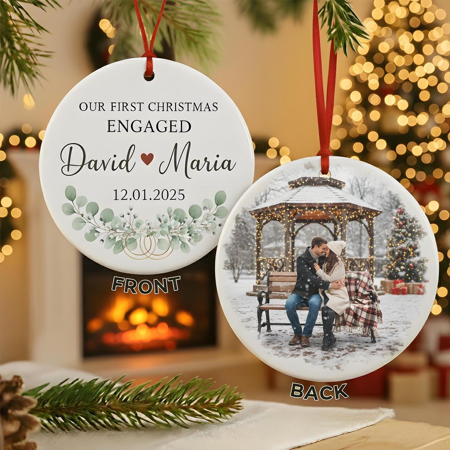 First Christmas Married Ornament 2026, Our First Christmas As Mr & Mrs Ornament, 1st Christmas Married Photo Ornament for Newlywed - product image 3