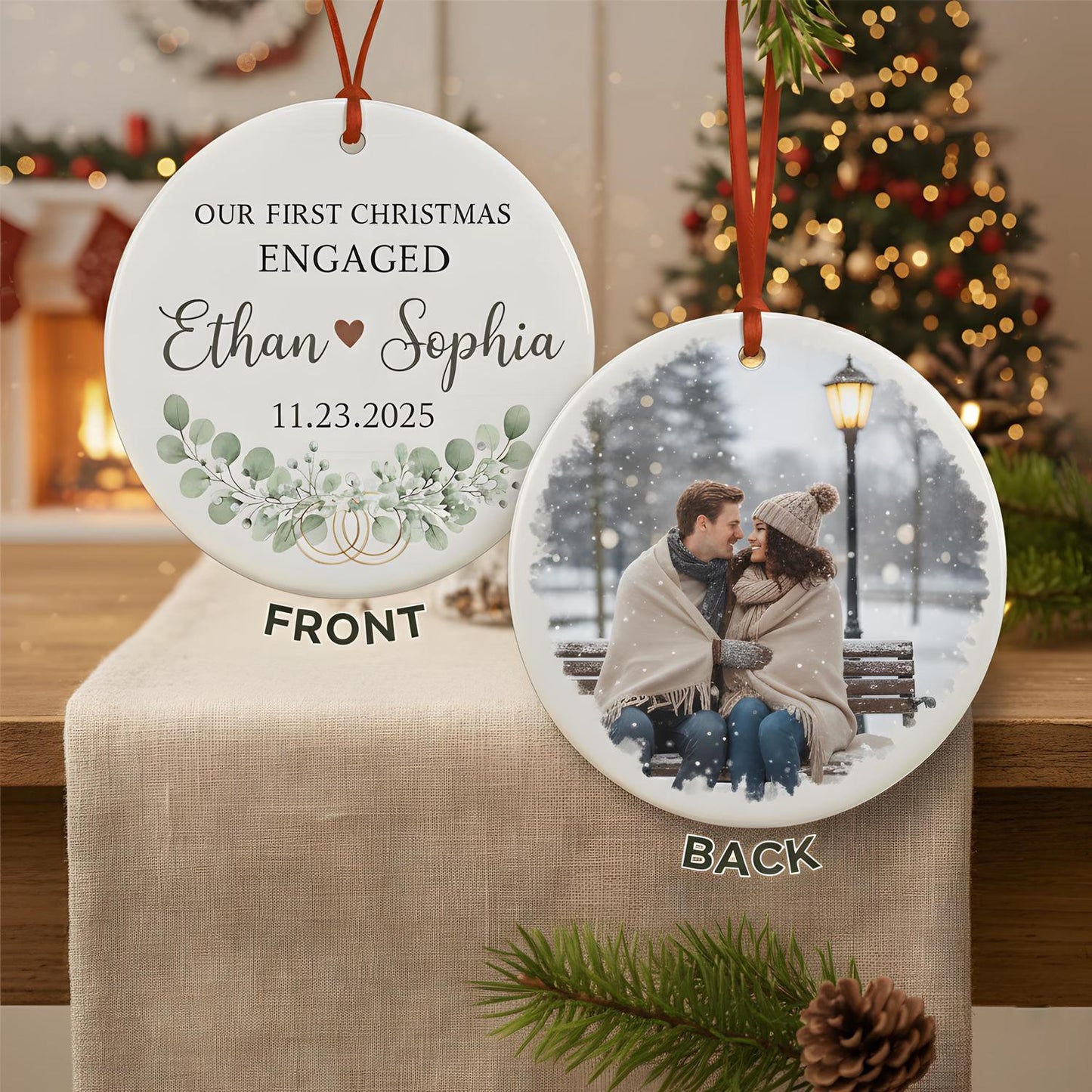 First Christmas Married Ornament 2026, Our First Christmas As Mr & Mrs Ornament, 1st Christmas Married Photo Ornament for Newlywed - product image 4