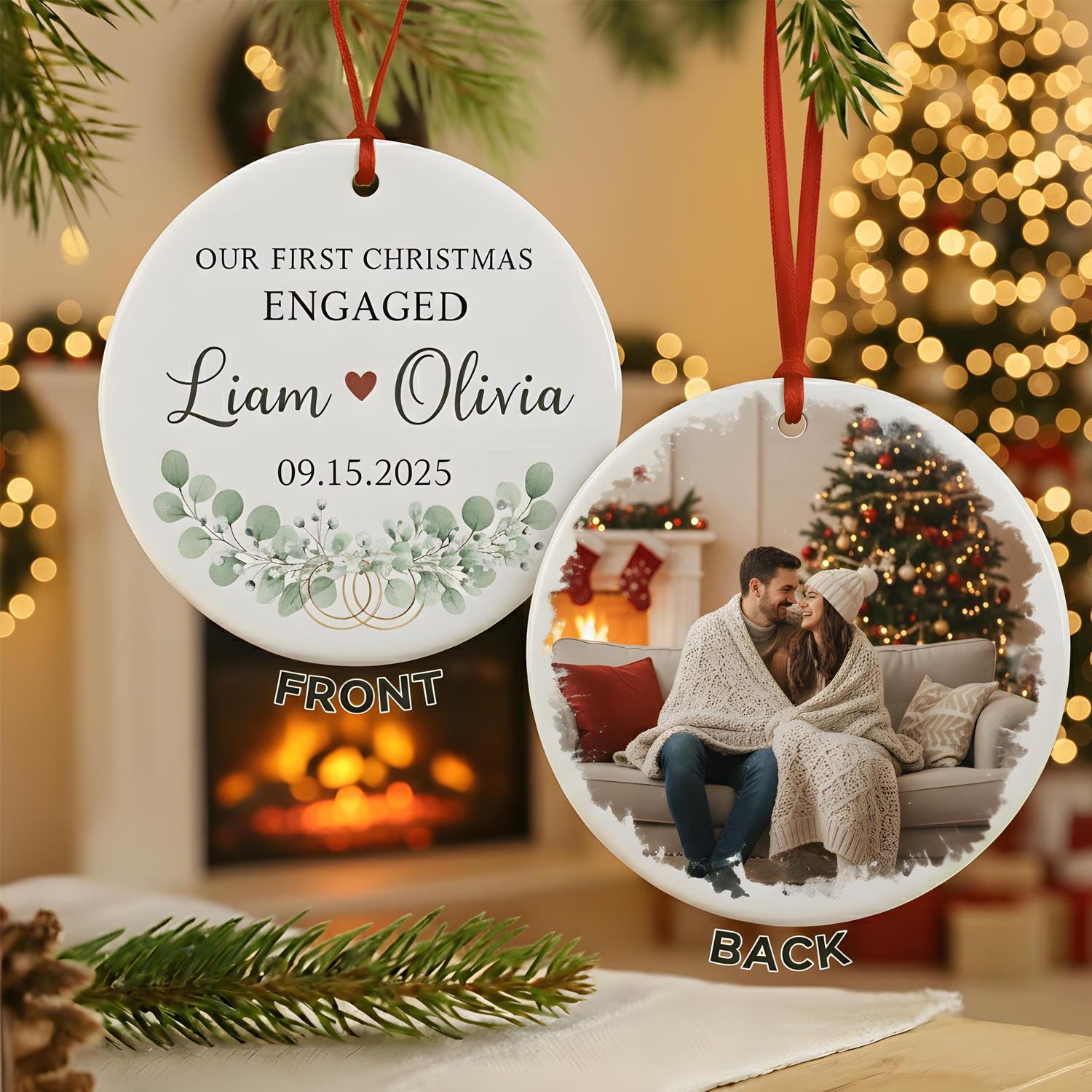 First Christmas Married Ornament 2026, Our First Christmas As Mr & Mrs Ornament, 1st Christmas Married Photo Ornament for Newlywed - product image 5