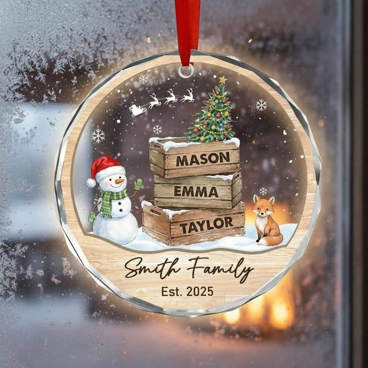 Personalized Family Glass Ornament, Custom Christmas Ornament with Kids Names, Family Name Established Year Keepsake Gift - product image 2