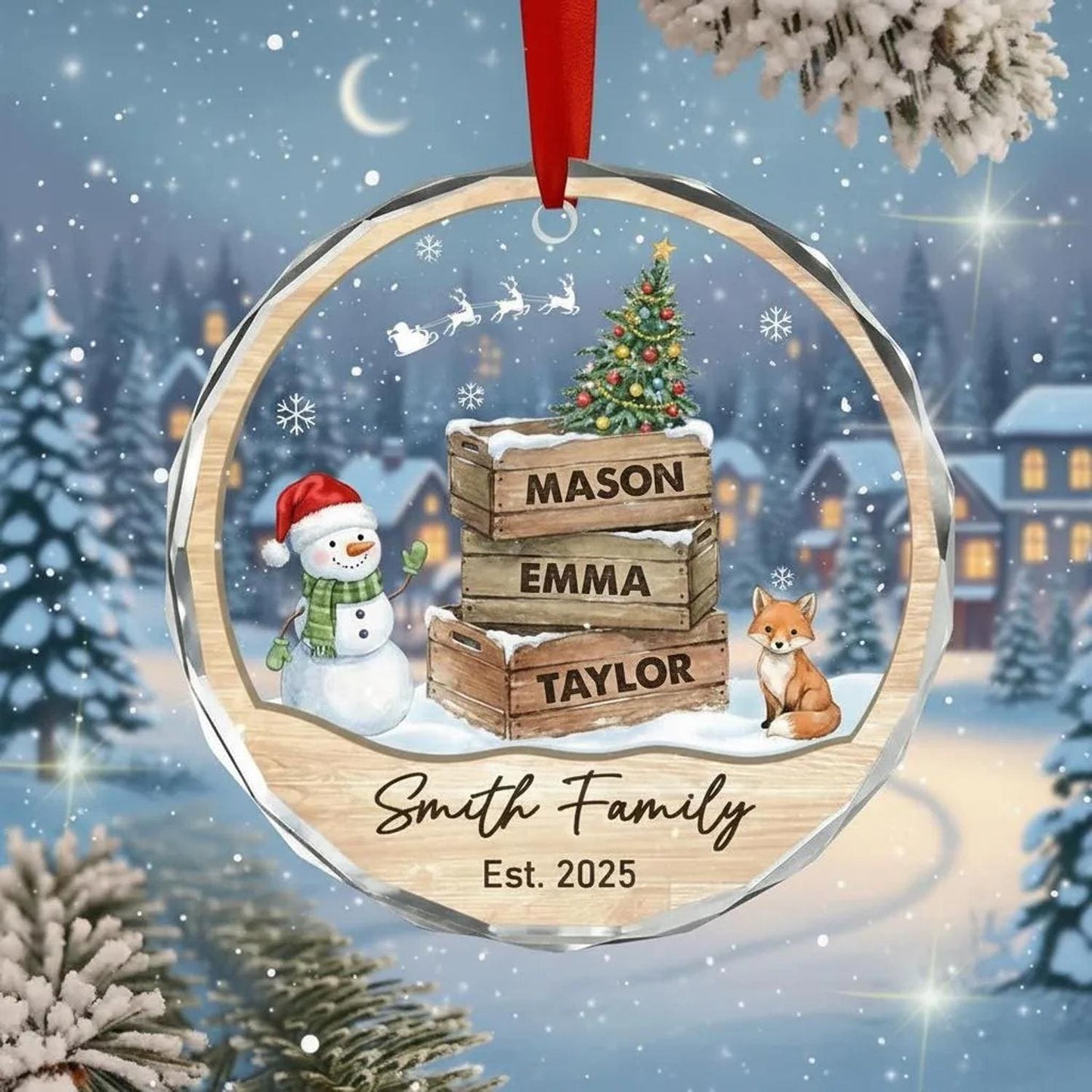 Personalized Family Glass Ornament, Custom Christmas Ornament with Kids Names, Family Name Established Year Keepsake Gift - product image 3