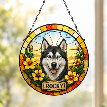 Personalized Dog Portrait Stained Glass Suncatcher, Custom Pet Memorial Stained Glass Photo Suncatcher, Dog Loss Keepsake, Pet Loss Gift - product image 7