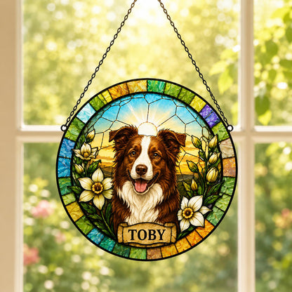 Personalized Dog Portrait Stained Glass Suncatcher, Custom Pet Memorial Stained Glass Photo Suncatcher, Dog Loss Keepsake, Pet Loss Gift - product image 6