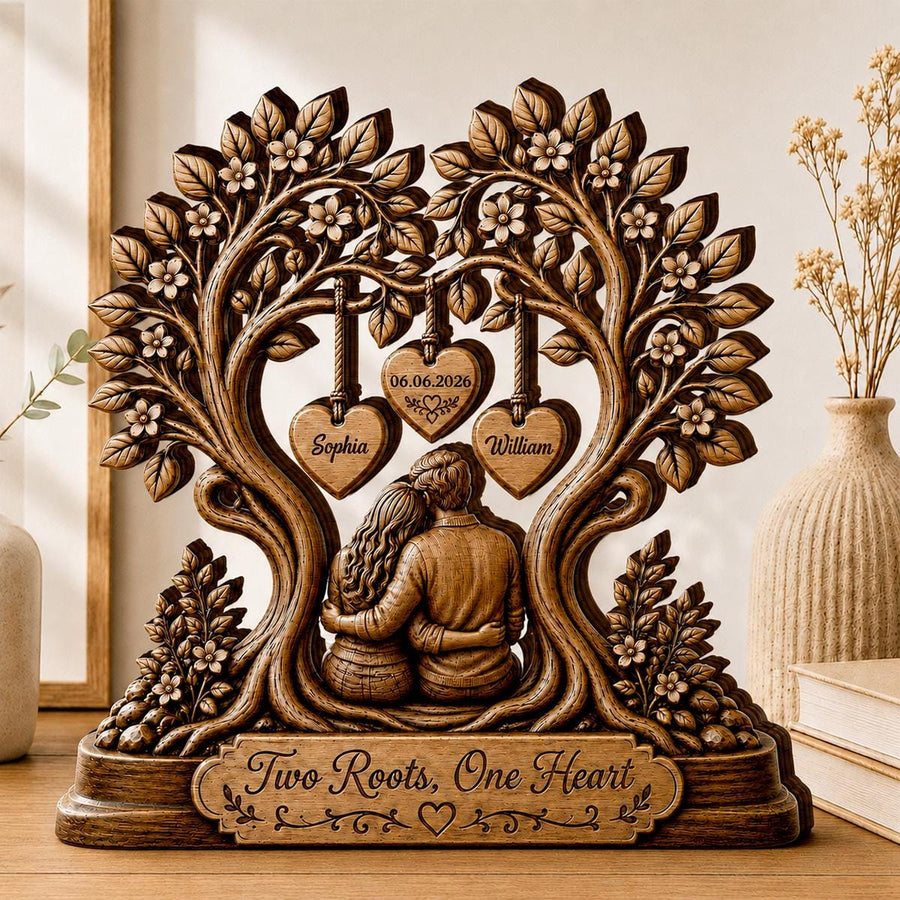 Custom Couple Tree Wooden Plaque, Personalized Anniversary Gift, Wedding Decor - main product image