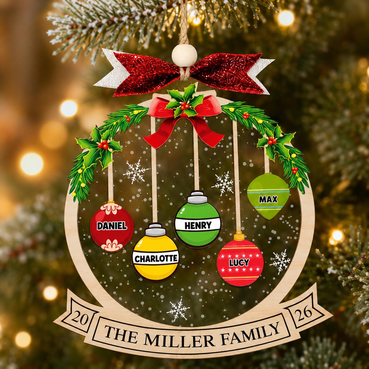Personalized Family Christmas Ornament 2026 |Custom Bauble Name Ornament | 1 & 2 Layer Wood Acrylic Xmas Decoration, Holiday Gift for Family - product image 5