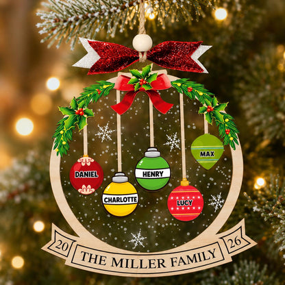 Personalized Family Christmas Ornament 2026 |Custom Bauble Name Ornament | 1 & 2 Layer Wood Acrylic Xmas Decoration, Holiday Gift for Family - product image 5