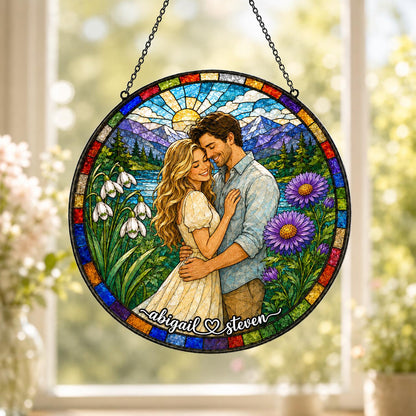 Custom Photo Suncatcher, Personalized Stained Glass Window Hanging, Couple Portrait Gift, Photo to Glass Art, Unique Picture Keepsake - product image 3