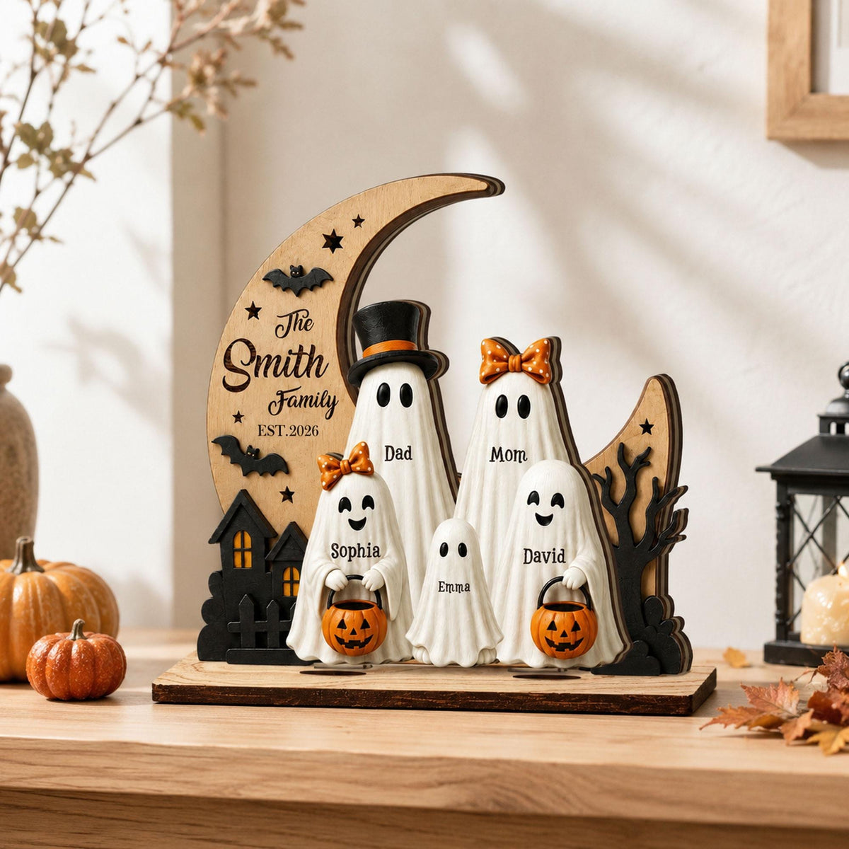 Personalized Ghost Family Layered Wooden Sign, Custom Family Name Halloween, Spooky House Decor, Halloween Shelf Decor,Family Halloween Gift - product image 3