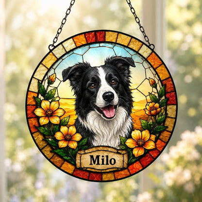 Personalized Dog Portrait Stained Glass Suncatcher, Custom Pet Memorial Stained Glass Photo Suncatcher, Dog Loss Keepsake, Pet Loss Gift - product image 6