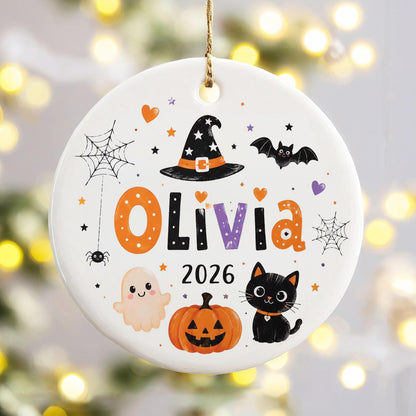 Personalized Kids Halloween Ornament 2026, Custom Name Spooky Cute Ceramic Keepsake, Toddler Halloween Gift - product image 4