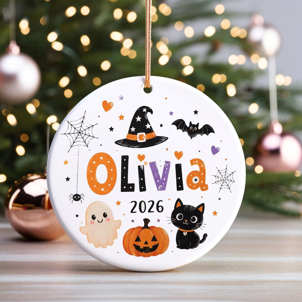 Personalized Kids Halloween Ornament 2026, Custom Name Spooky Cute Ceramic Keepsake, Toddler Halloween Gift - product image 3