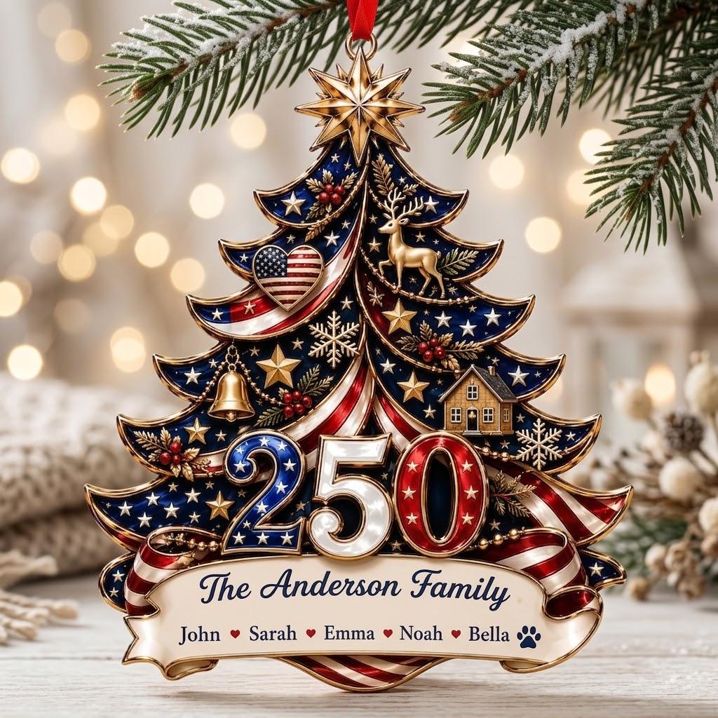 Personalized America Anniversary Ornament 1776-2026, Custom Family Name USA Flag Acrylic Christmas Tree Decor, Patriotic Keepsake Gift - product image 5