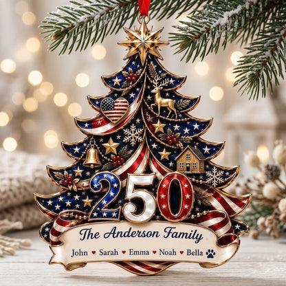Personalized America Anniversary Ornament 1776-2026, Custom Family Name USA Flag Acrylic Christmas Tree Decor, Patriotic Keepsake Gift - product image 5
