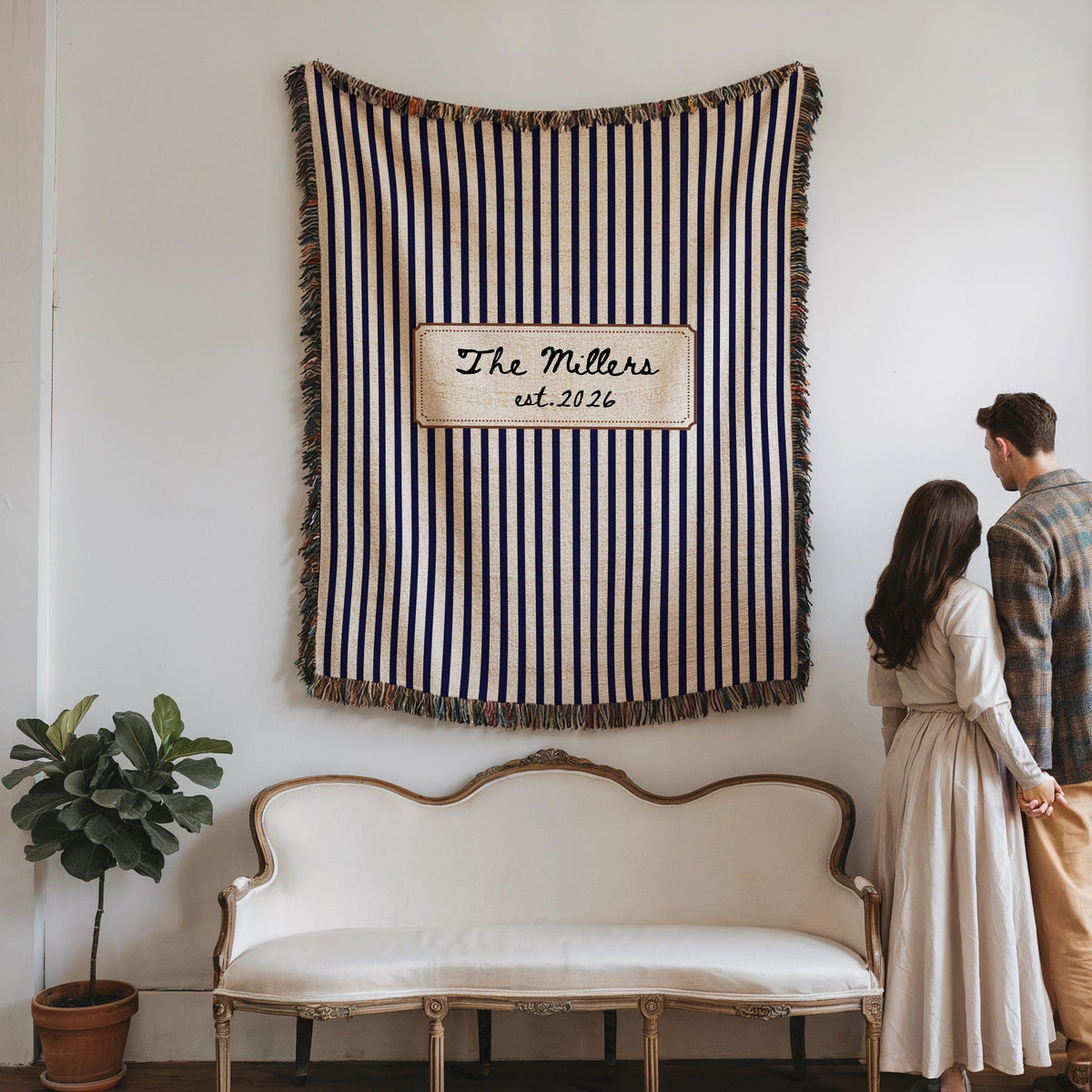 Personalized Family Name Blanket, Minimalist Wedding Gift, Bridal Shower Gifts, New Home Housewarming Gift for Couple, Custom Woven Throw - product image 3