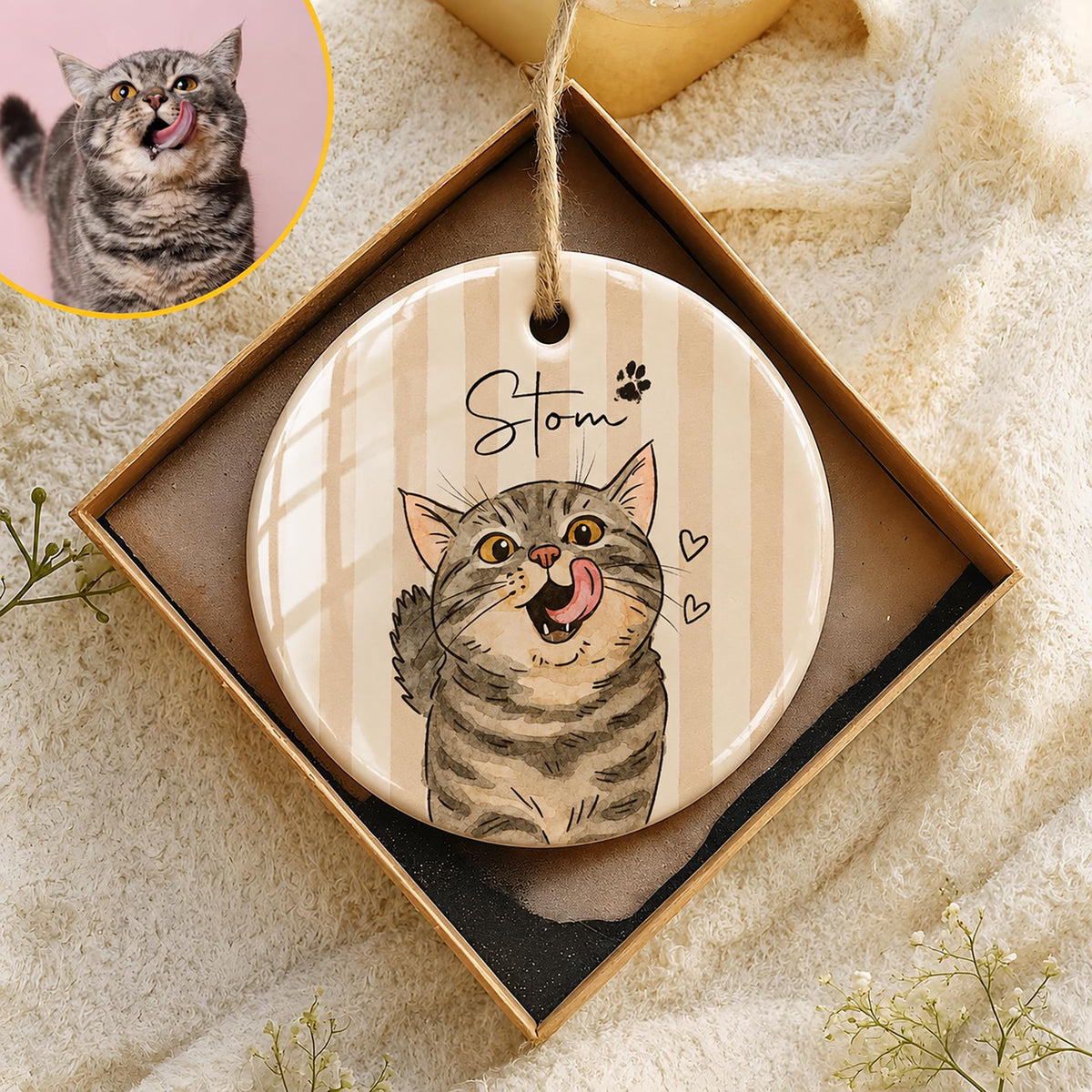 Personalized Watercolor Pet Photo Ornament: Custom Memorial Keepsake - product image 9