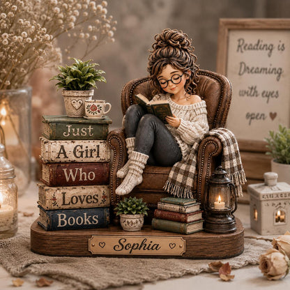 Book Lover Figurine, Reading Girl Statue, Custom Name Decor, Cute Reader Desk Art, Student Present, Daughter GIFT 2026, Coworker Item - product image 3