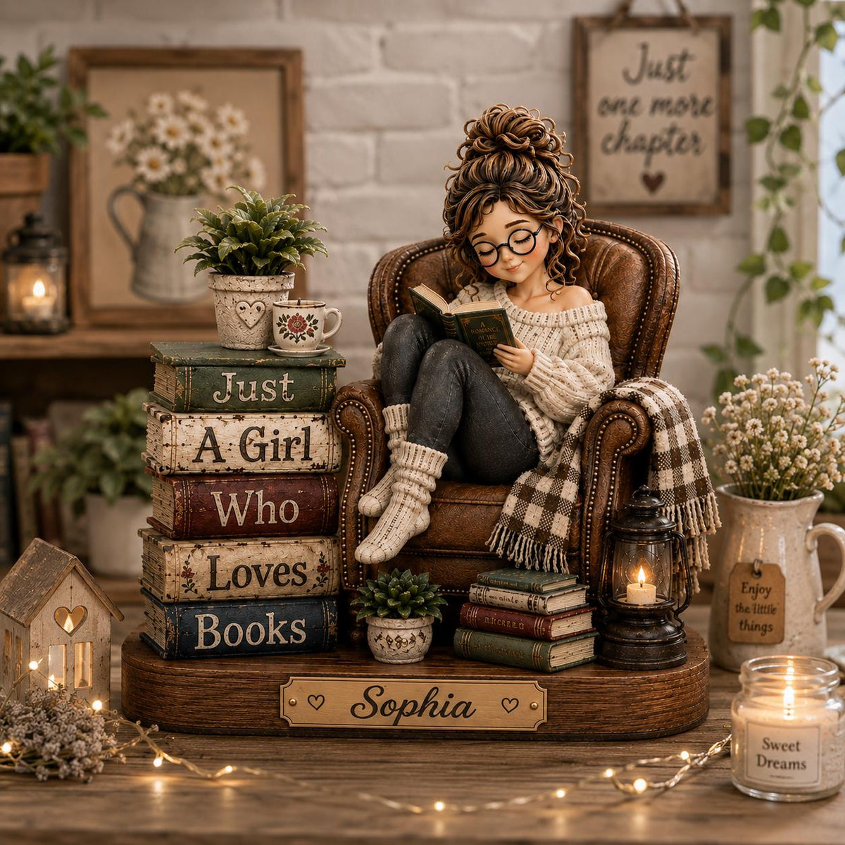 Book Lover Figurine, Reading Girl Statue, Custom Name Decor, Cute Reader Desk Art, Student Present, Daughter GIFT 2026, Coworker Item - product image 4