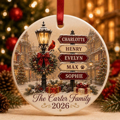 Personalized Family Names Christmas Ornament, Custom Name Signpost Glass Ornament, Family With Pets Ornament, Family Keepsake 2026 - product image 2