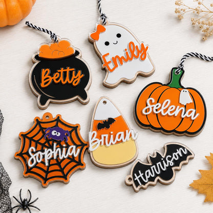 Personalized Halloween Basket Tag, 3D Boo Basket Tag, Custom Kids Name Tag, Trick or Treat Bag Tag, Halloween Gift Tag, Candy Bucket Tag - main product image