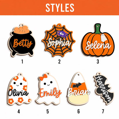 Personalized Halloween Basket Tag, 3D Boo Basket Tag, Custom Kids Name Tag, Trick or Treat Bag Tag, Halloween Gift Tag, Candy Bucket Tag - product image 3