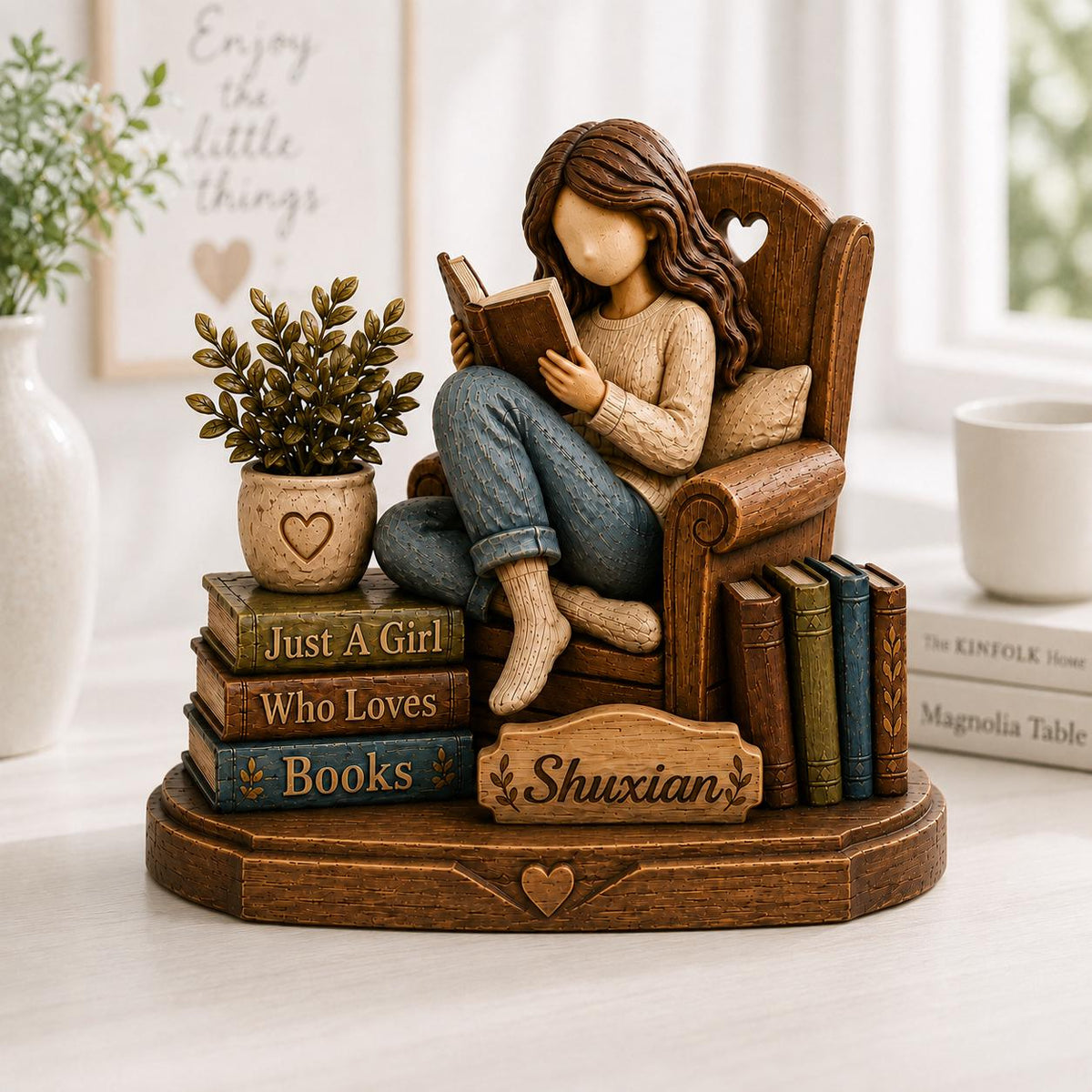 Custom Just a Girl Who Loves Books Wooden Block Sign, Book Lover Gift, Bookish Decor, Gift for Her, Library Decor - product image 7
