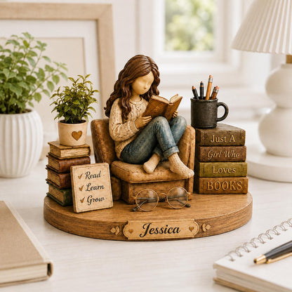 Custom Just a Girl Who Loves Books Wooden Block Sign, Book Lover Gift, Bookish Decor, Gift for Her, Library Decor - product image 8