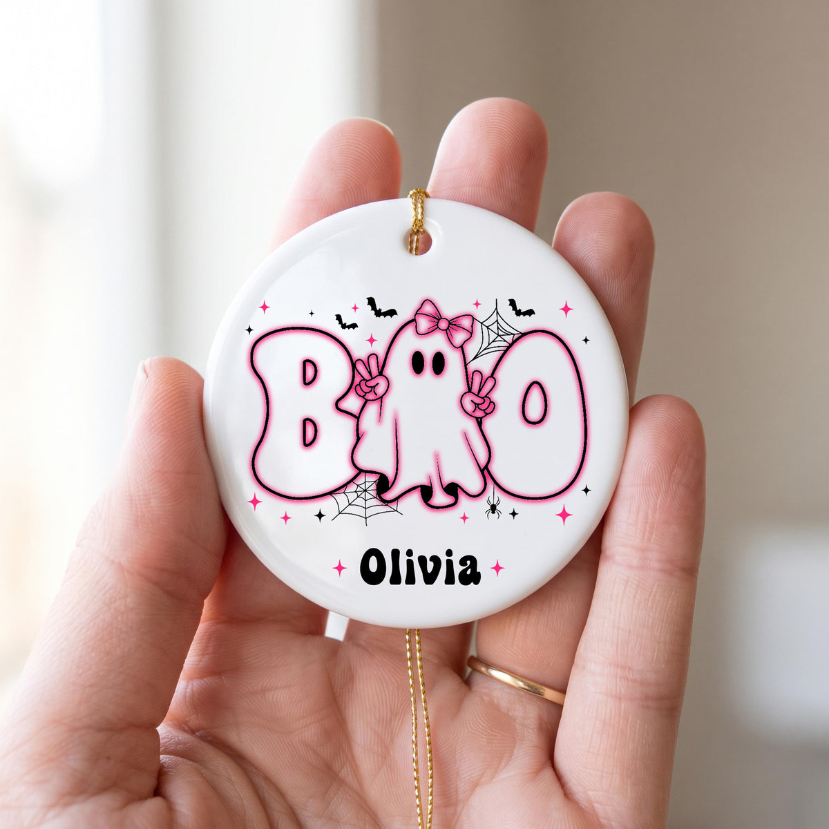 Personalized Halloween Ornament, Custom Ghost Name Ornament, Kids Halloween Gift - product image 3